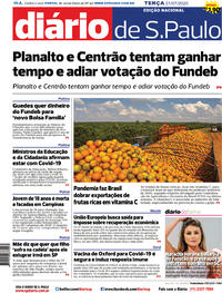 Capa do jornal Diário de São Paulo 21/07/2020