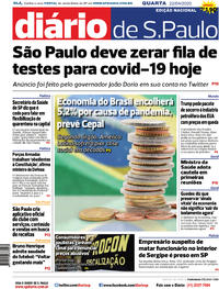 Capa do jornal Diário de São Paulo 22/04/2020