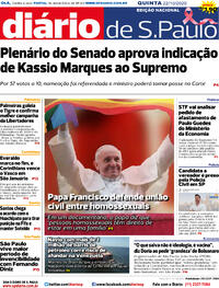 Capa do jornal Diário de São Paulo 22/10/2020
