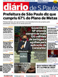 Capa do jornal Diário de São Paulo 22/12/2020