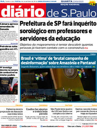 Capa do jornal Diário de São Paulo 23/09/2020
