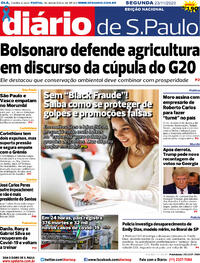Capa do jornal Diário de São Paulo 23/11/2020