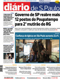Capa do jornal Diário de São Paulo 25/08/2020