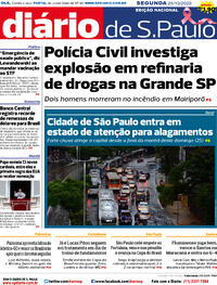 Capa do jornal Diário de São Paulo 26/10/2020