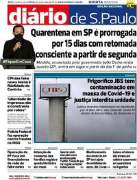 Capa do jornal Diário de São Paulo 28/05/2020