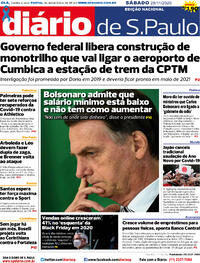 Capa do jornal Diário de São Paulo 28/11/2020
