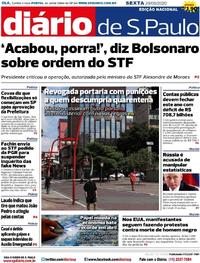 Capa do jornal Diário de São Paulo 29/05/2020