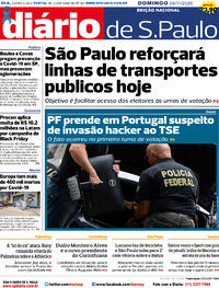 Capa do jornal Diário de São Paulo 29/11/2020