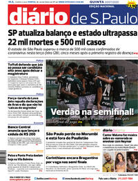 Capa do jornal Diário de São Paulo 30/07/2020