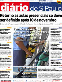 Capa do jornal Diário de São Paulo 30/09/2020