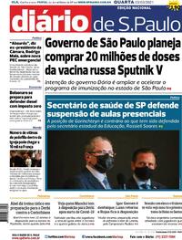 Capa do jornal Diário de São Paulo 03/03/2021