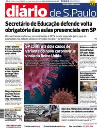 Capa do jornal Diário de São Paulo 05/01/2021