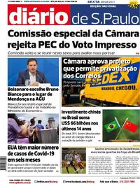 Capa do jornal Diário de São Paulo 06/08/2021