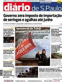 Capa do jornal Diário de São Paulo 07/01/2021