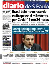 Capa do jornal Diário de São Paulo 07/04/2021