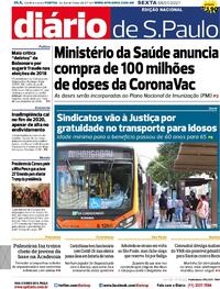 Capa do jornal Diário de São Paulo 08/01/2021