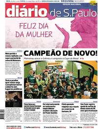 Capa do jornal Diário de São Paulo 08/03/2021