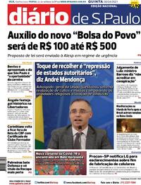 Capa do jornal Diário de São Paulo 08/04/2021
