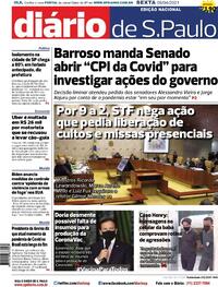 Capa do jornal Diário de São Paulo 09/04/2021