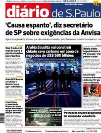 Capa do jornal Diário de São Paulo 11/01/2021