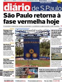 Capa do jornal Diário de São Paulo 12/04/2021