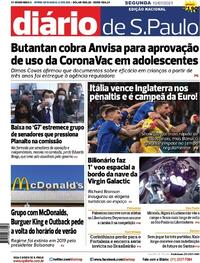 Capa do jornal Diário de São Paulo 12/07/2021
