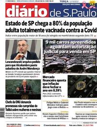 Capa do jornal Diário de São Paulo 12/10/2021