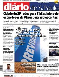 Capa do jornal Diário de São Paulo 12/11/2021
