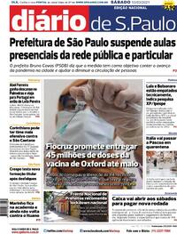 Capa do jornal Diário de São Paulo 13/03/2021