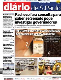 Capa do jornal Diário de São Paulo 13/04/2021
