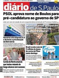 Capa do jornal Diário de São Paulo 13/09/2021