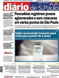 Capa do jornal Diário de São Paulo 13/10/2021