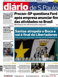Capa do jornal Diário de São Paulo 14/01/2021