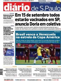 Capa do jornal Diário de São Paulo 14/06/2021