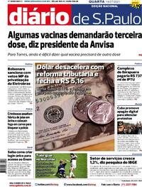 Capa do jornal Diário de São Paulo 14/07/2021