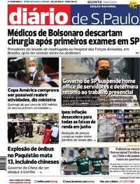 Capa do jornal Diário de São Paulo 15/07/2021