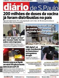 Capa do jornal Diário de São Paulo 15/08/2021