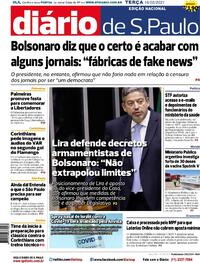 Capa do jornal Diário de São Paulo 16/02/2021