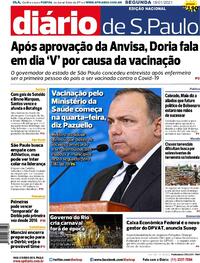 Capa do jornal Diário de São Paulo 18/01/2021