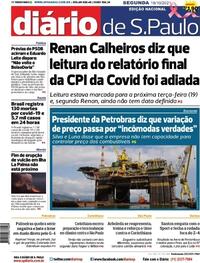 Capa do jornal Diário de São Paulo 18/10/2021