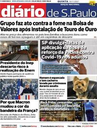 Capa do jornal Diário de São Paulo 18/11/2021