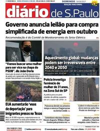 Capa do jornal Diário de São Paulo 19/09/2021