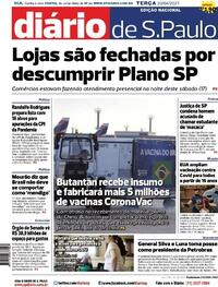 Capa do jornal Diário de São Paulo 20/04/2021