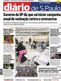 Capa do jornal Diário de São Paulo 20/07/2021