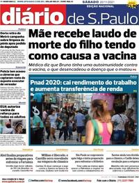 Capa do jornal Diário de São Paulo 20/11/2021