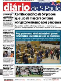 Capa do jornal Diário de São Paulo 21/10/2021