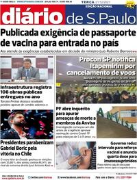 Capa do jornal Diário de São Paulo 21/12/2021