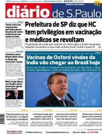 Capa do jornal Diário de São Paulo 22/01/2021