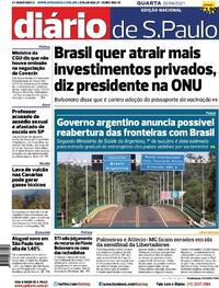 Capa do jornal Diário de São Paulo 22/09/2021