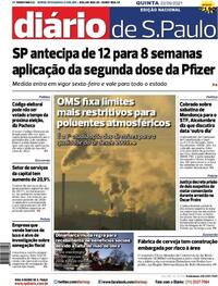 Capa do jornal Diário de São Paulo 23/09/2021